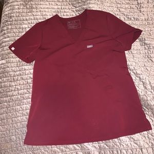 Figs Burgundy Catarina One-Pocket Scrub Top